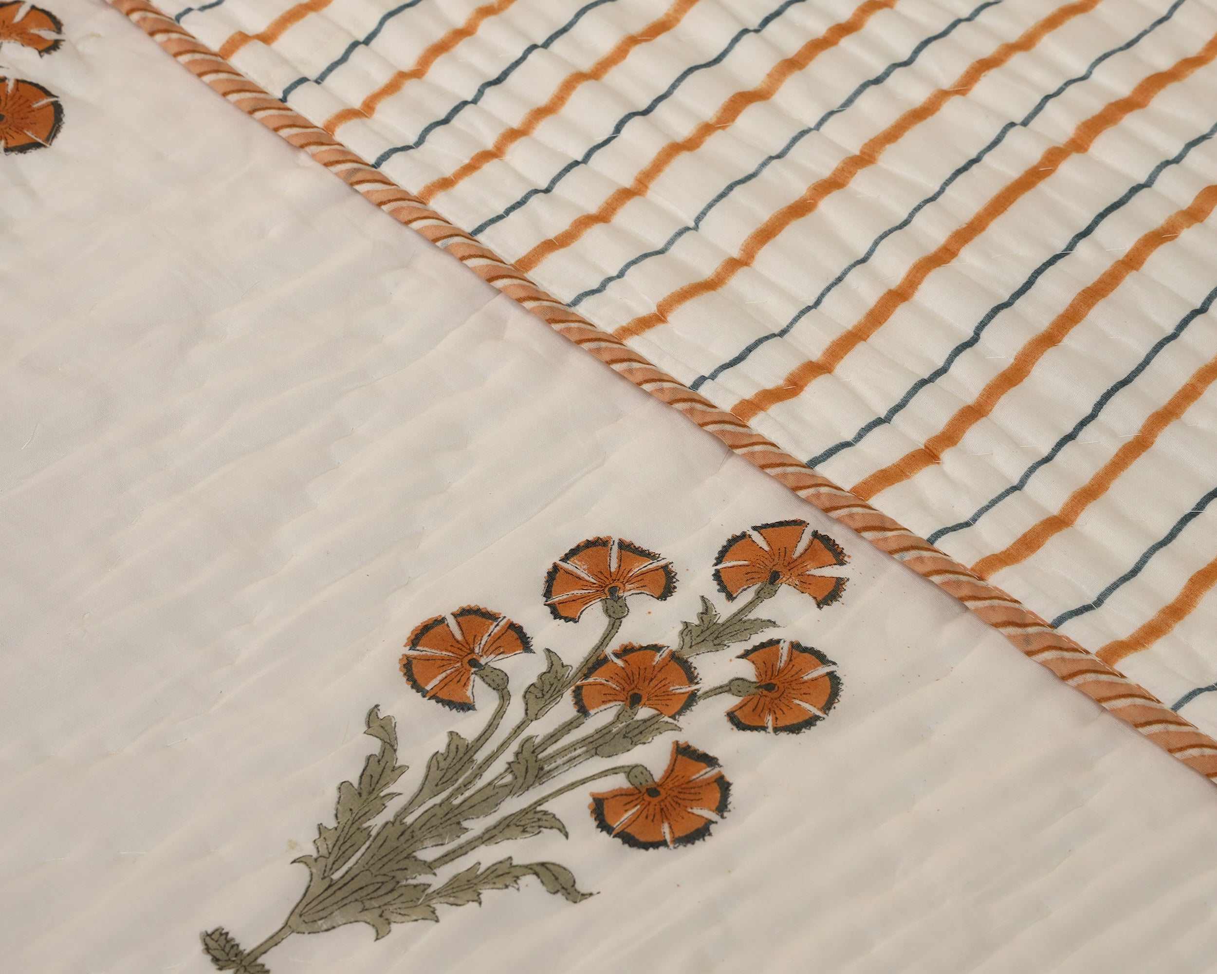 Rustic Bloom Handrcafted Bedsheet and Quilt Set