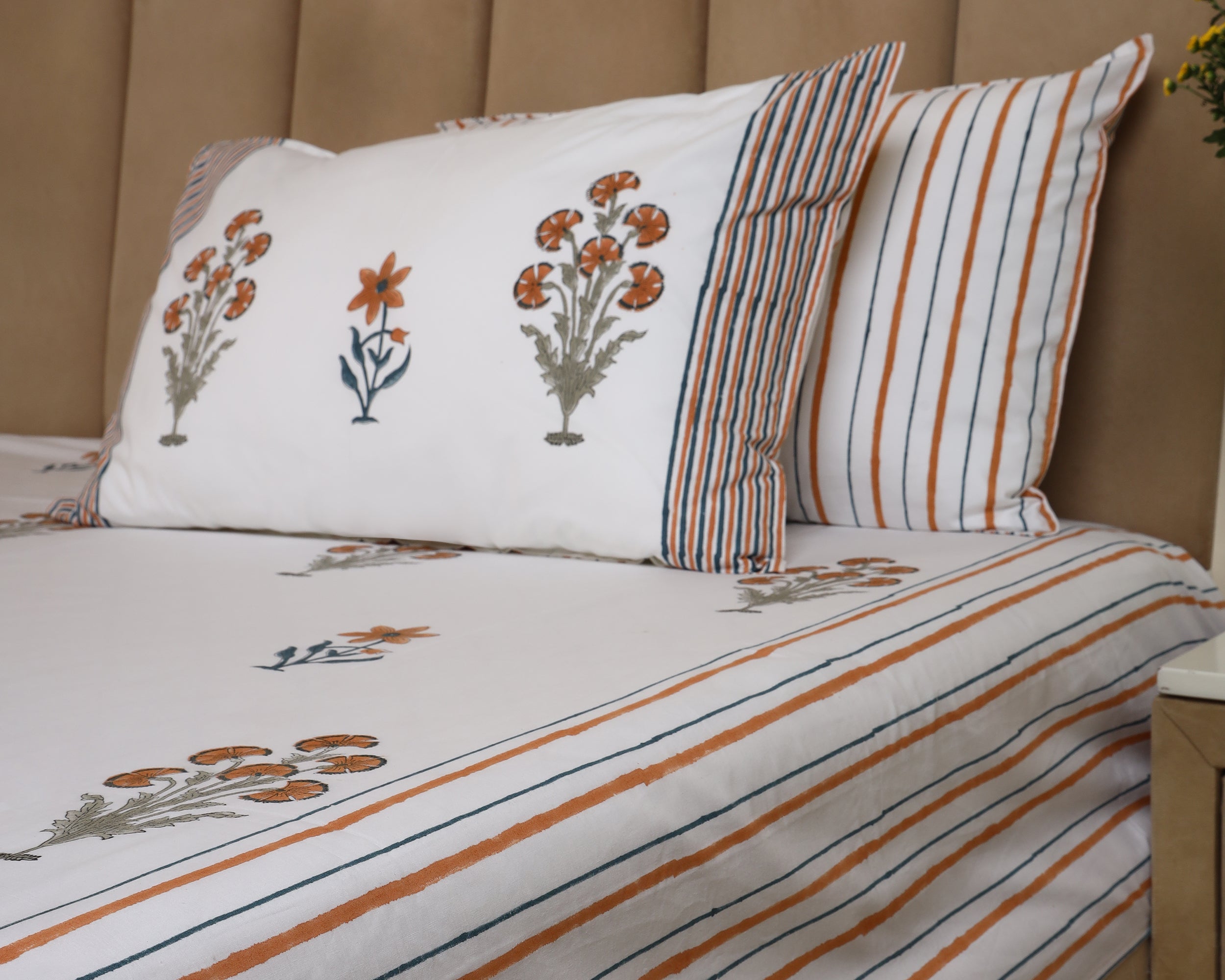 Earthy Elegance Block Print Bedsheet