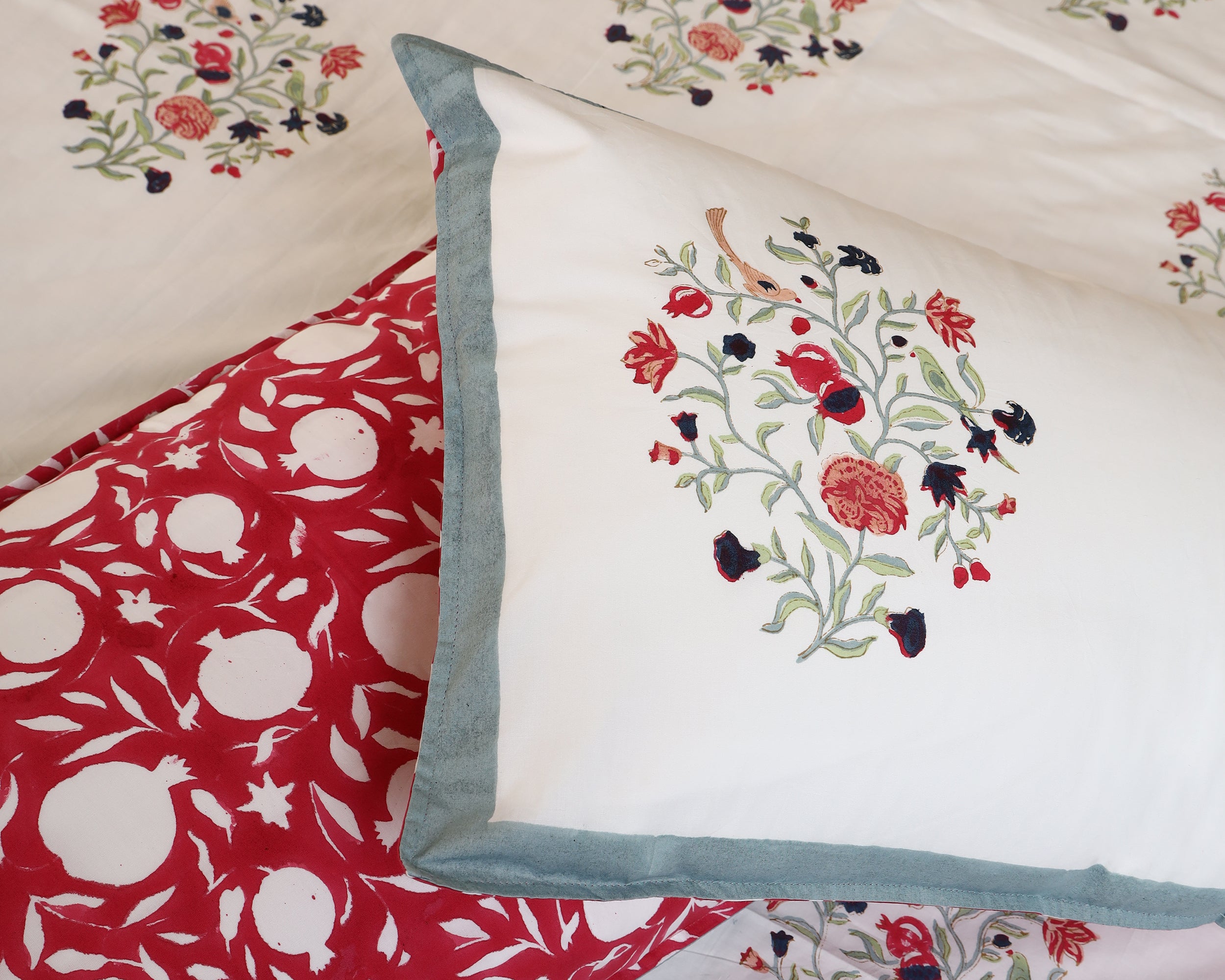 Bloom Symphony Hanblock Printed Bedsheet