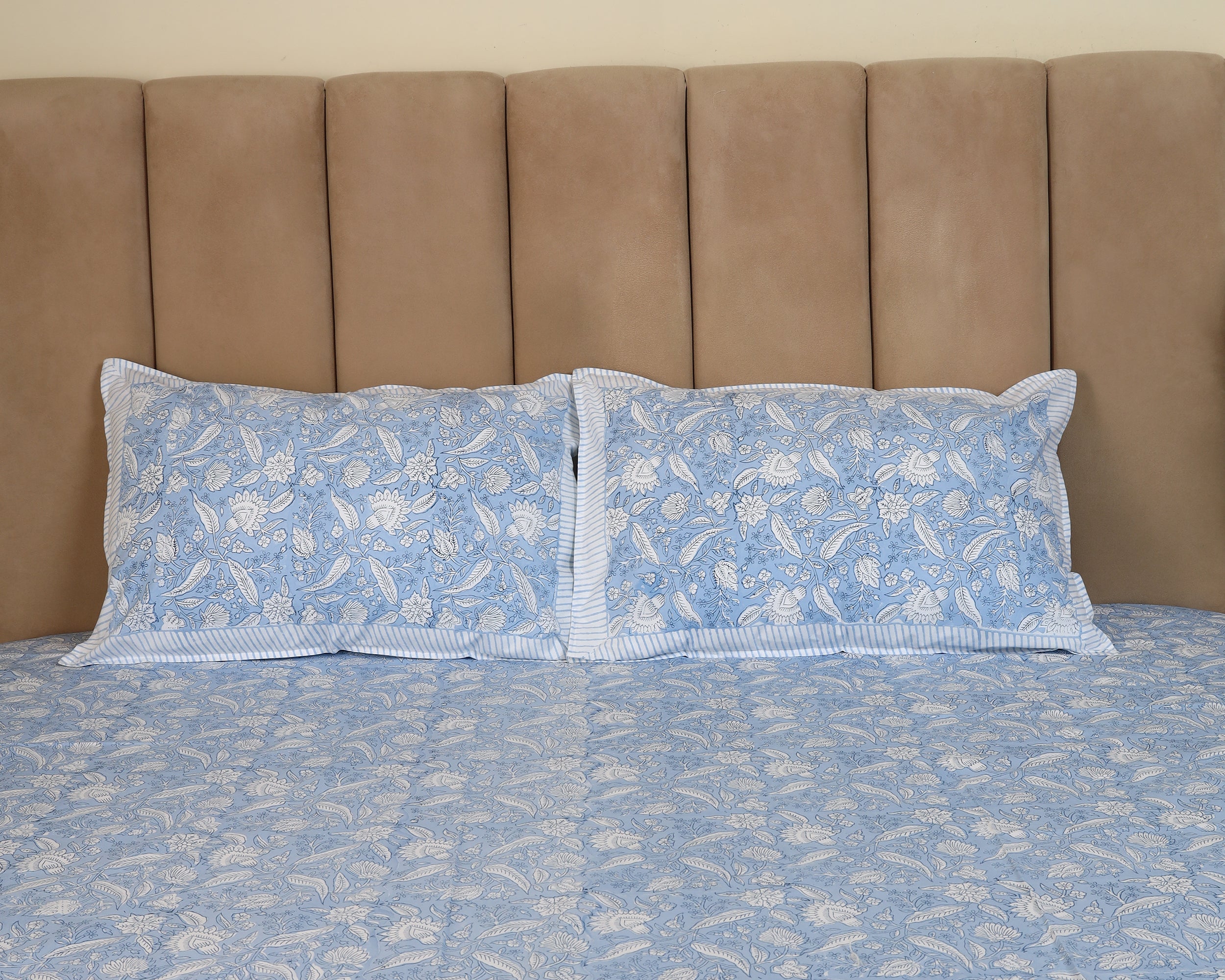 Indigo Whisper Handblock Printed Bedsheet