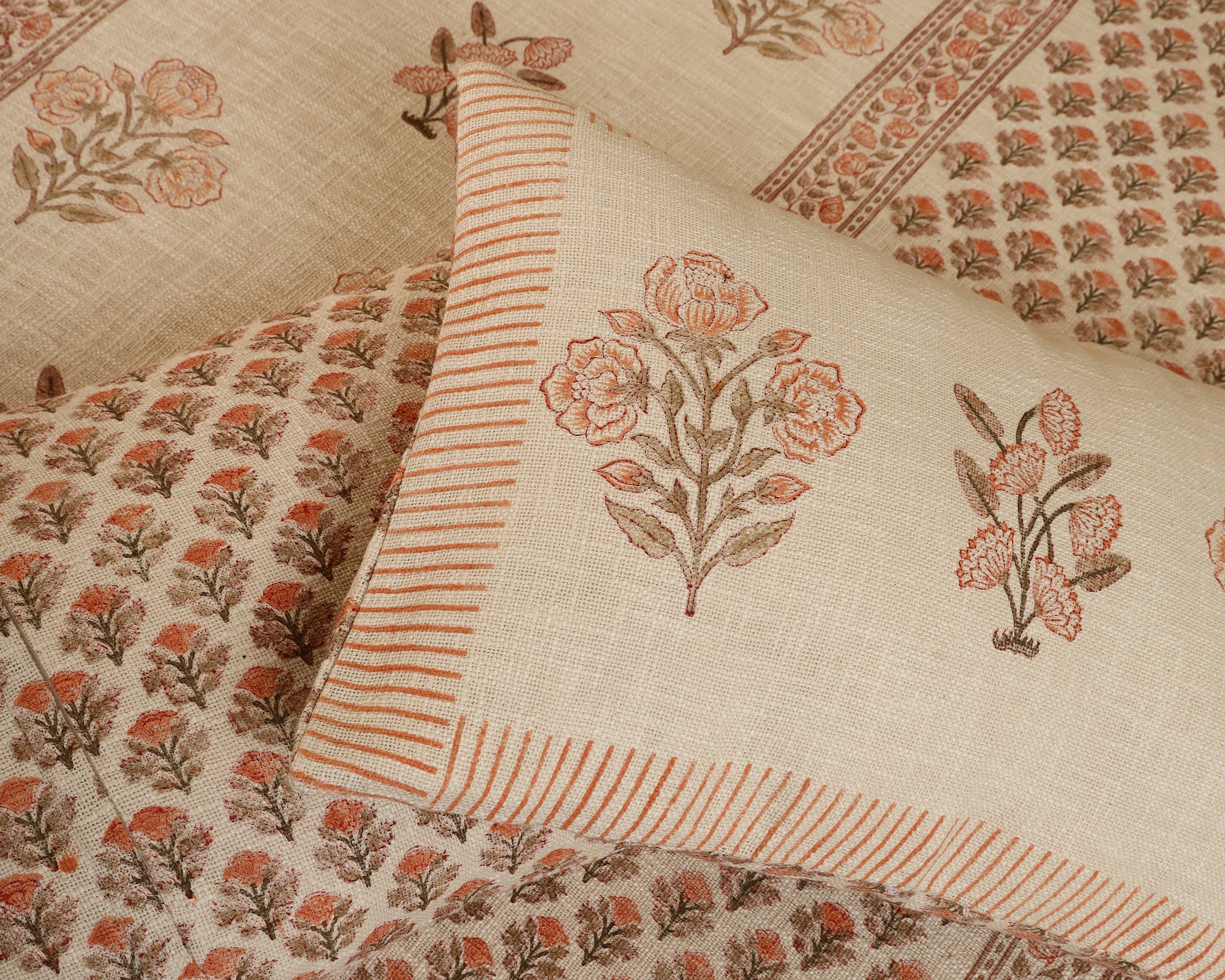 Earthy Elegance Handblock Jute Bedcover