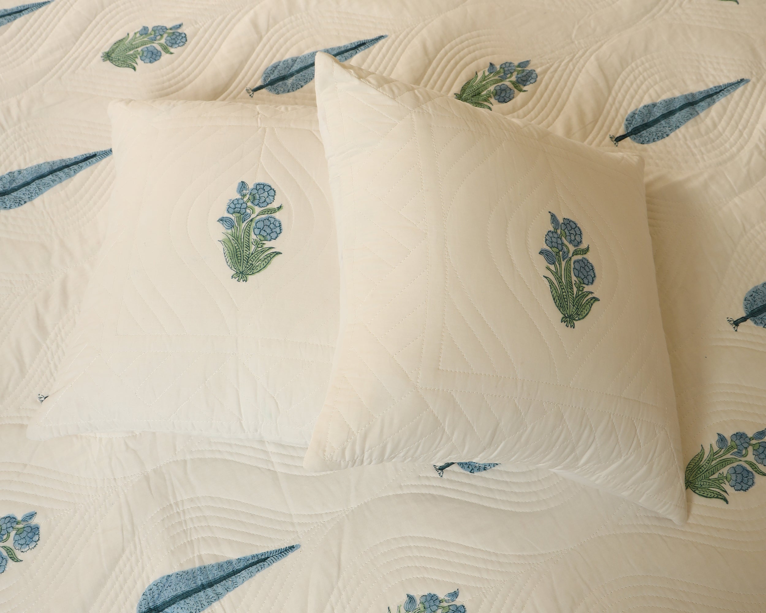 Bagh-e-Neel Quilted Bedcover with Cushion Covers