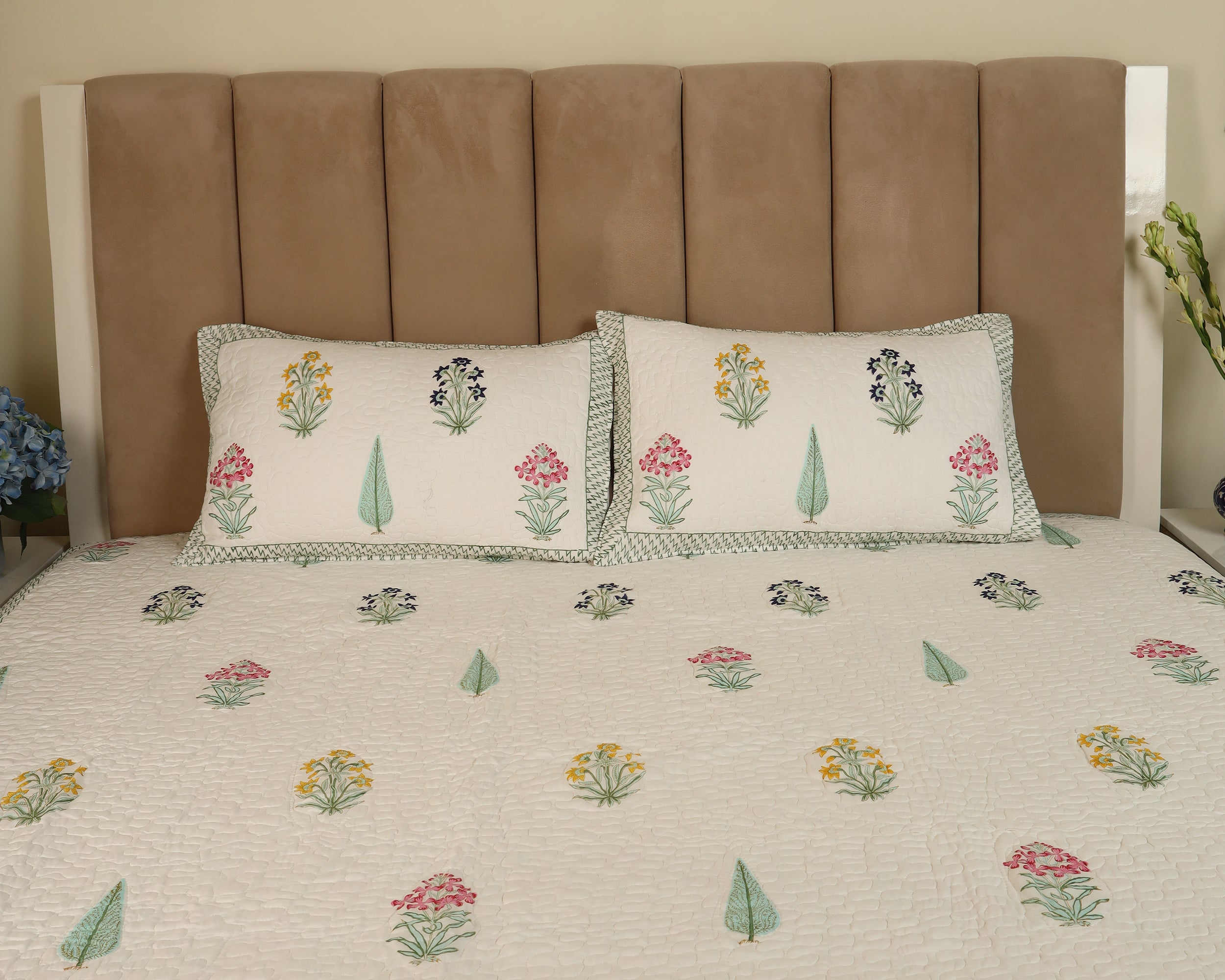Meadow Blooms Quilted Bedcover Reversible