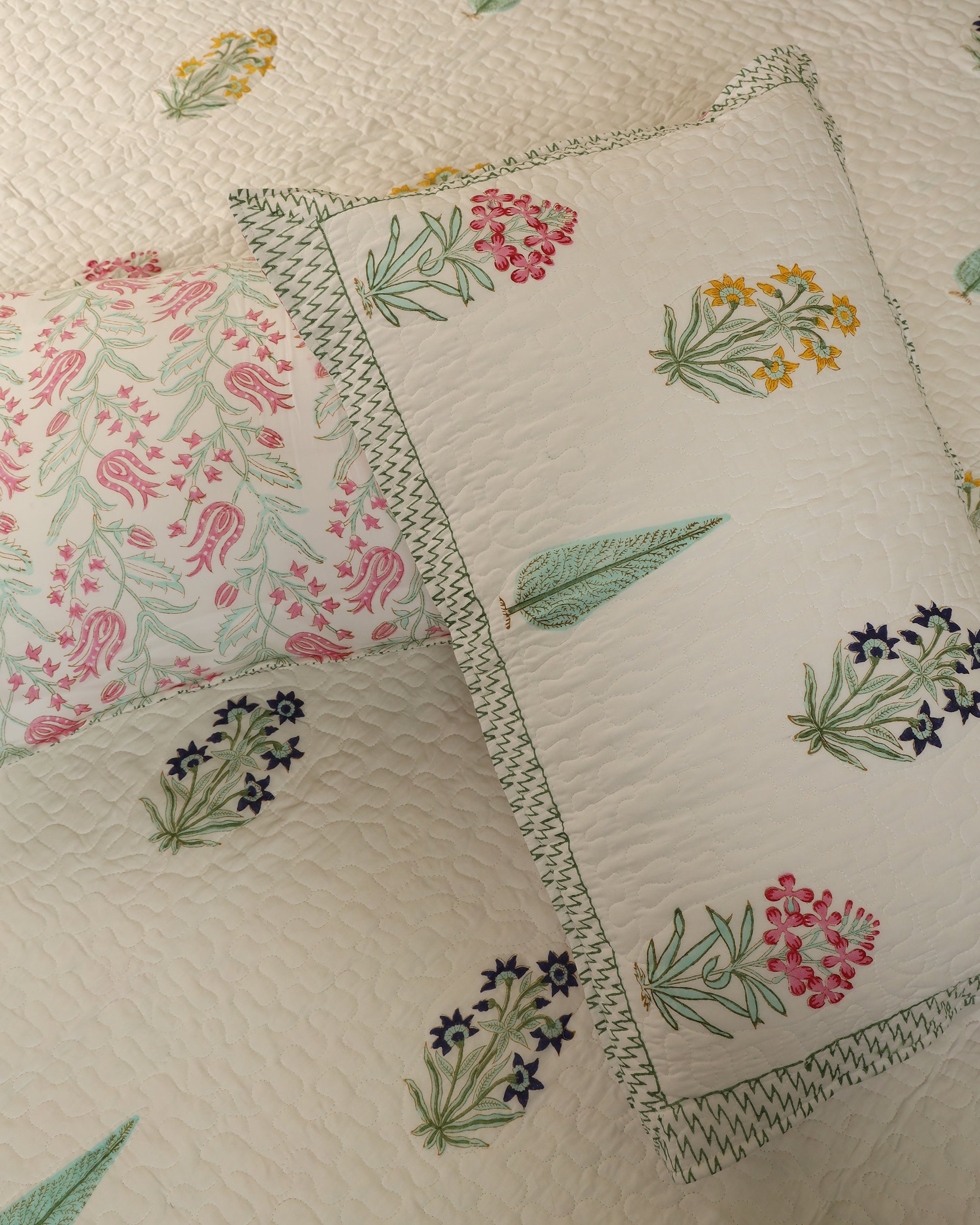 Meadow Blooms Quilted Bedcover Reversible