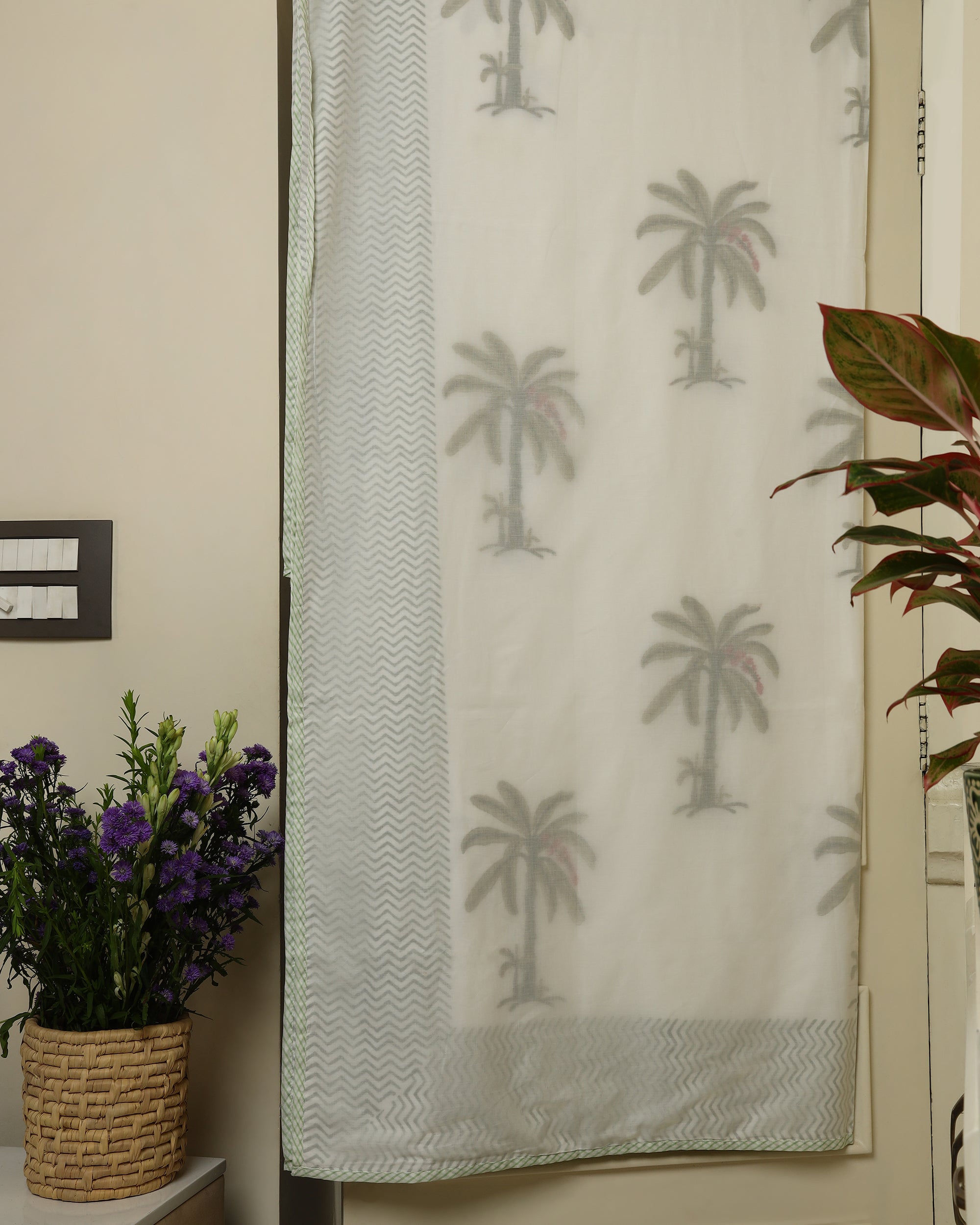 Serene Palms 3D Mulmul Dohar Set of 2