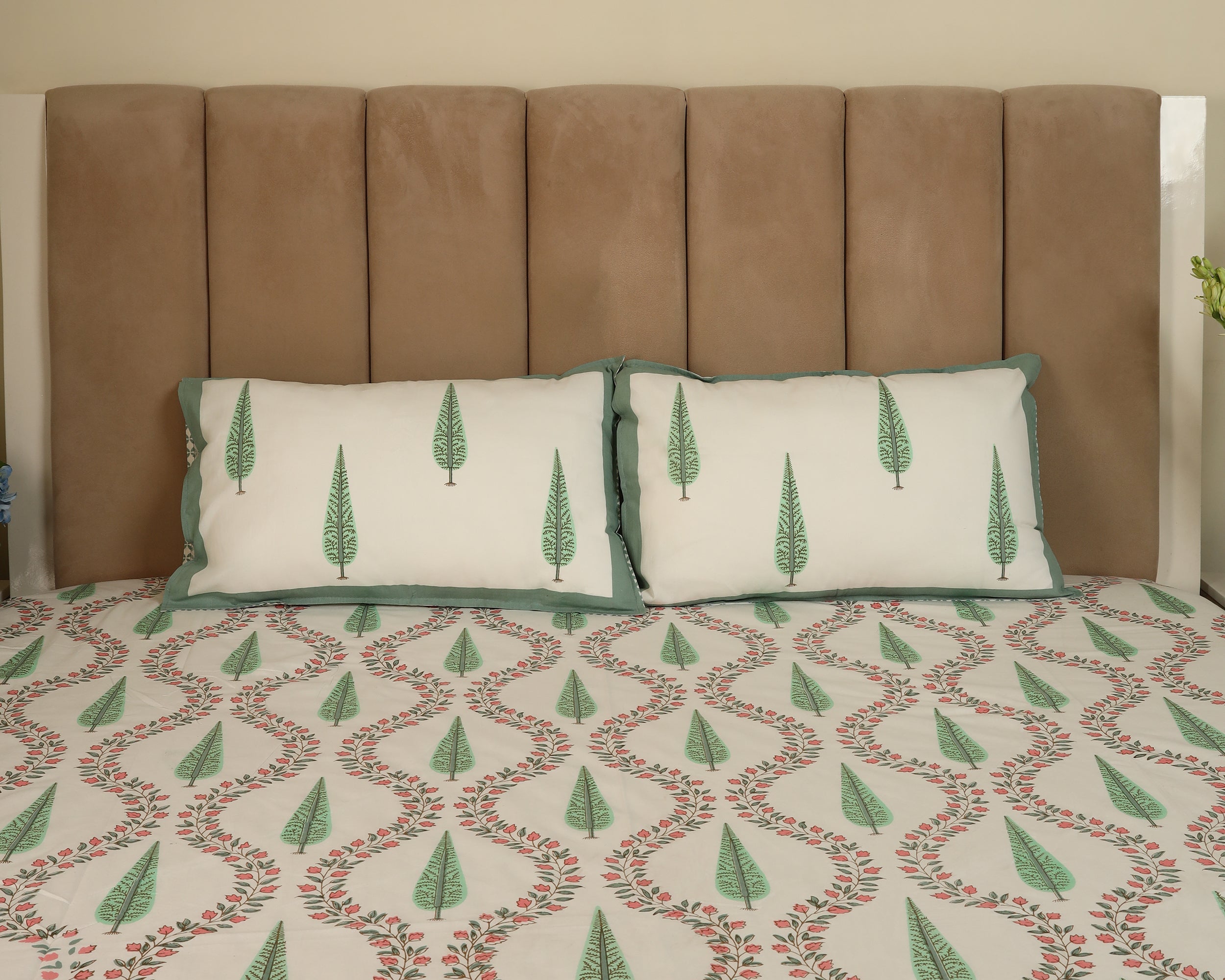 Heritage Pine Handblock Printed Bedsheet