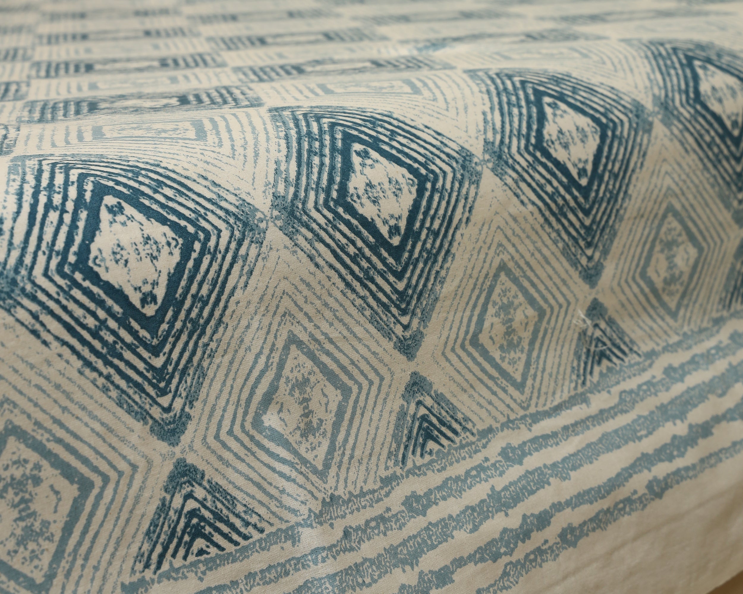 Artisan Blue Diamond Block Print Bedsheet