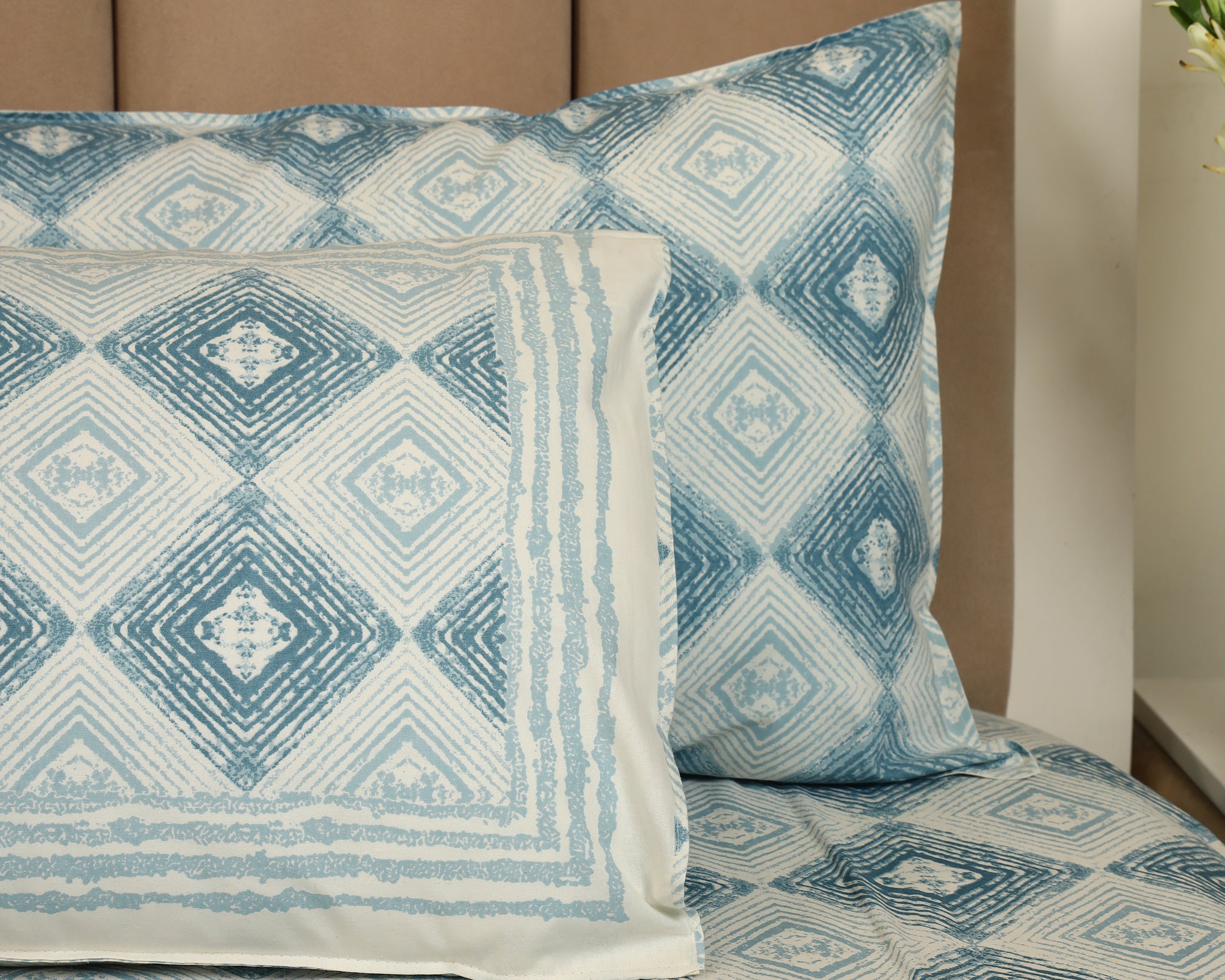 Artisan Blue Diamond Block Print Bedsheet