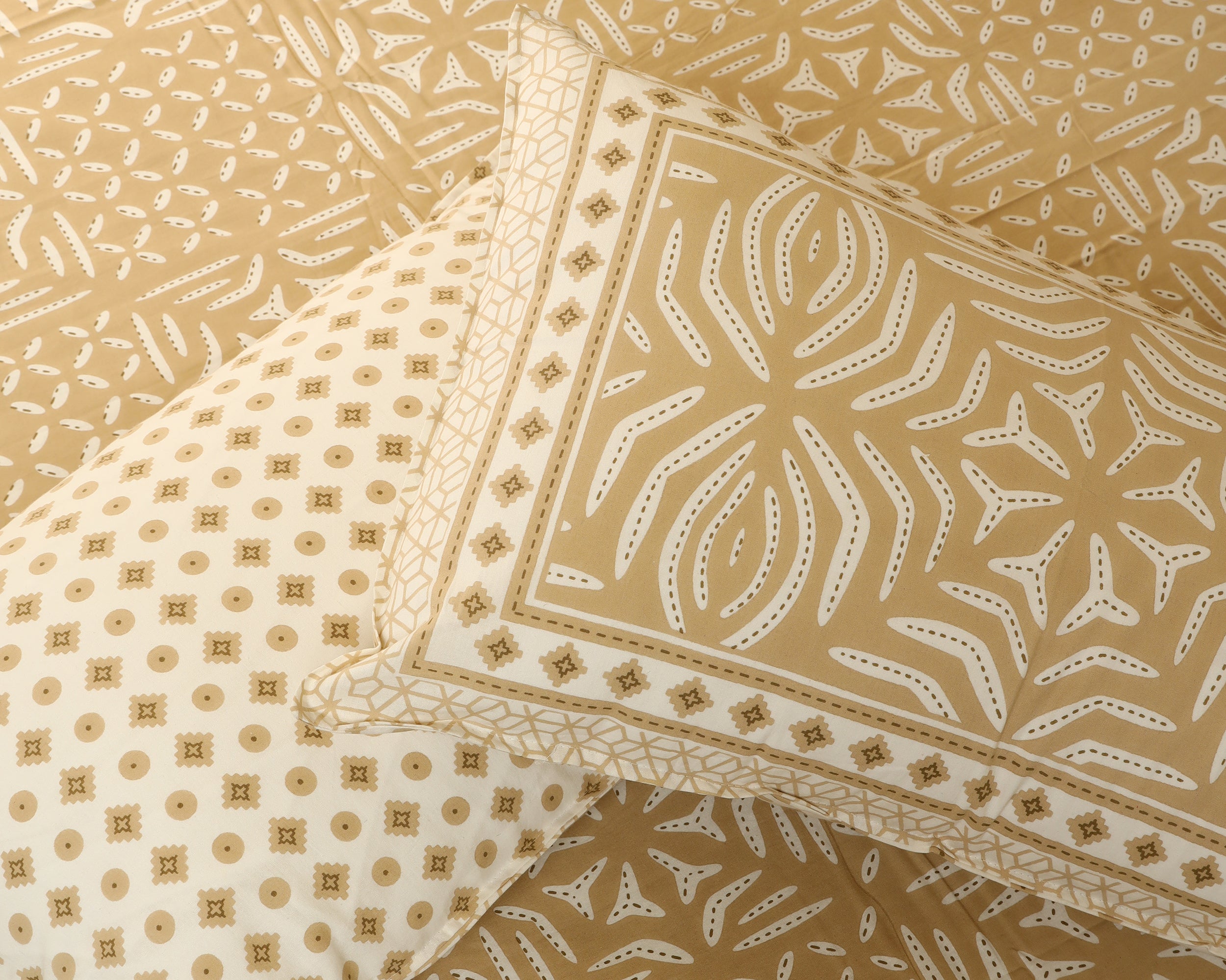 Rustic Charm Khakhi Printed Bedsheet