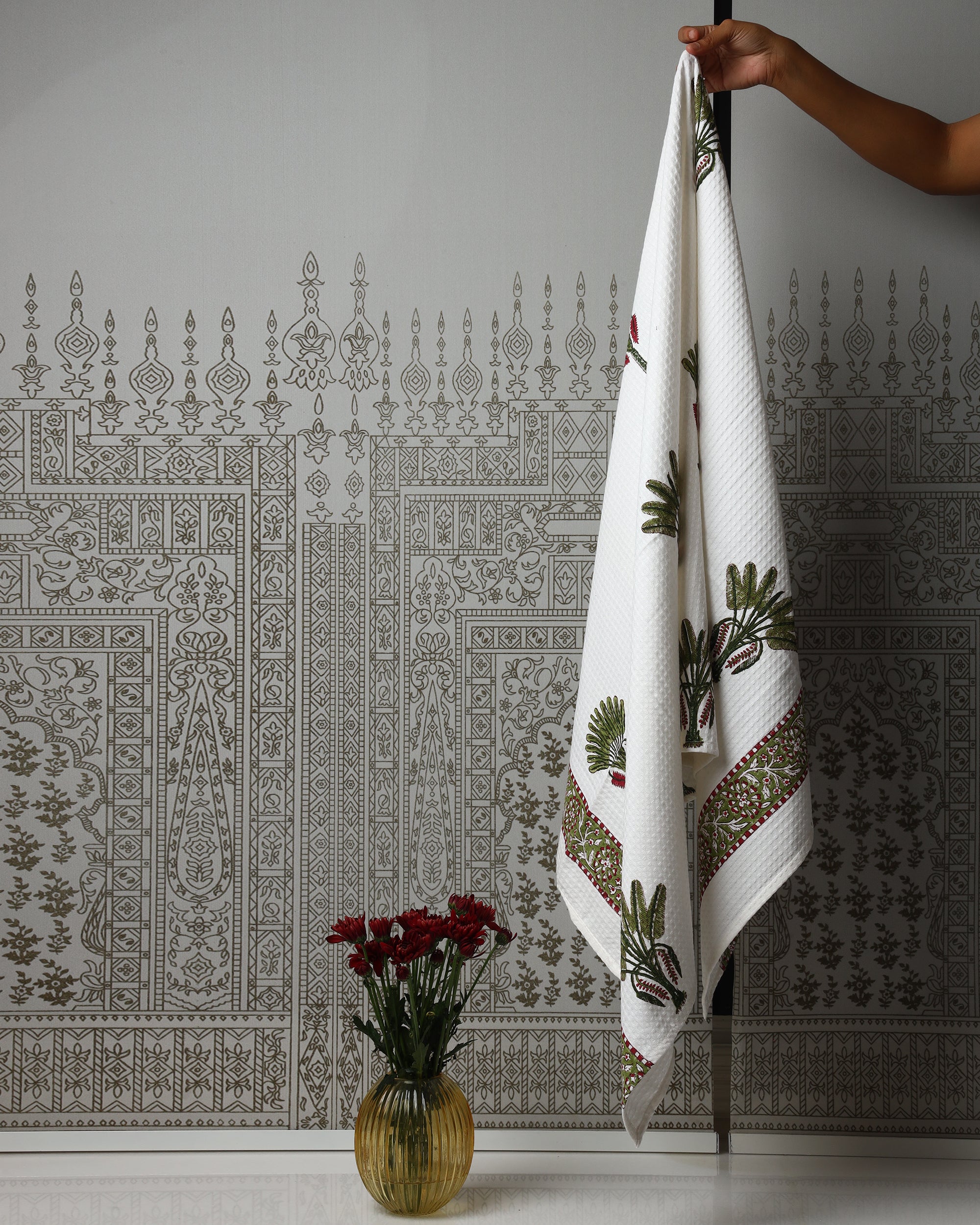 Tropical Palm Waffle Cotton Towel Set