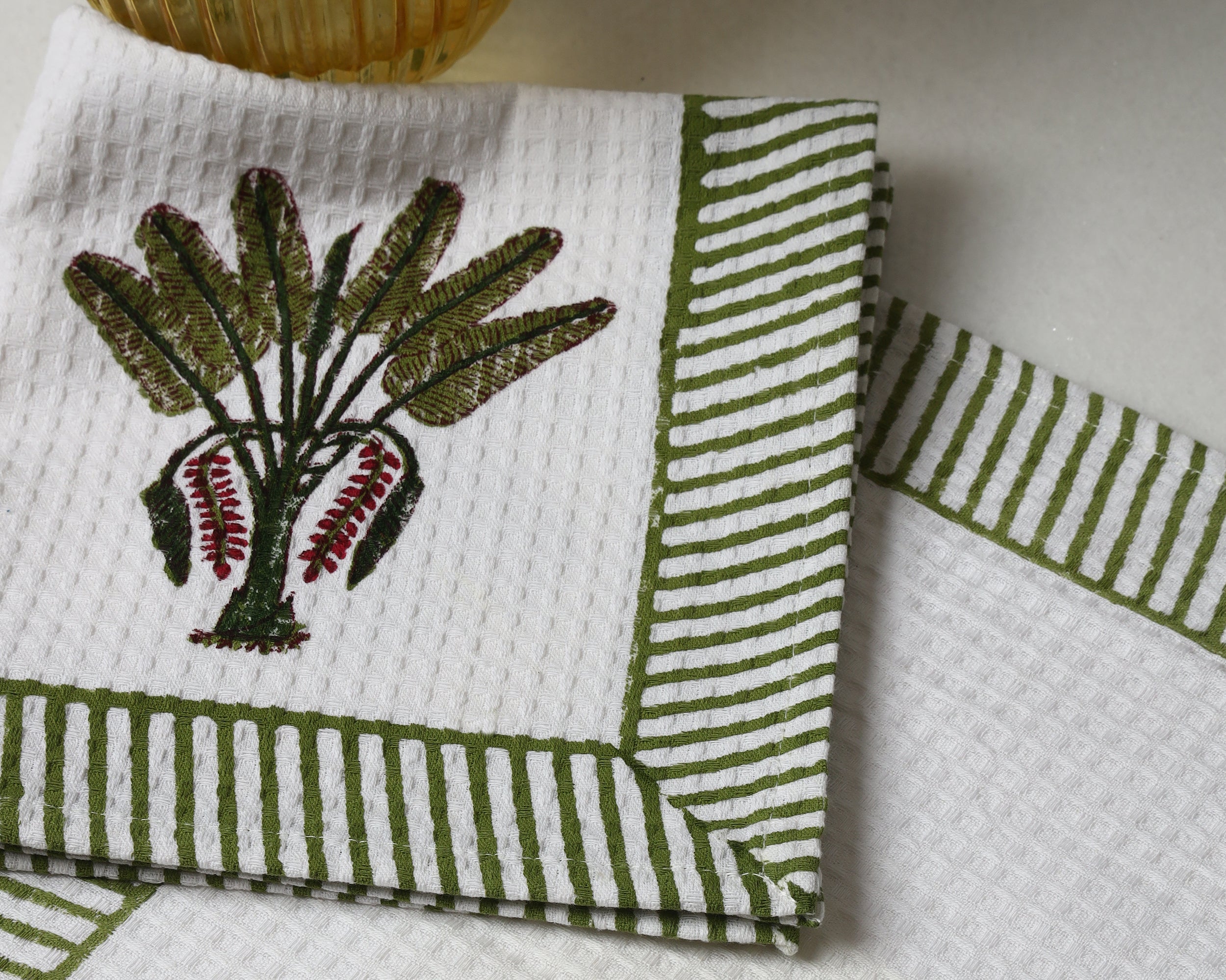 Tropical Palm Waffle Cotton Towel Set