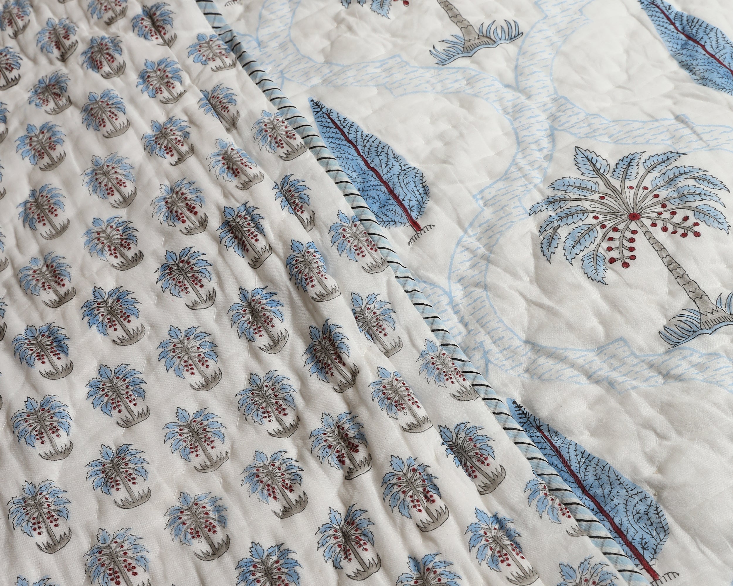 Blue Palm Grove Quilt-Set of 2